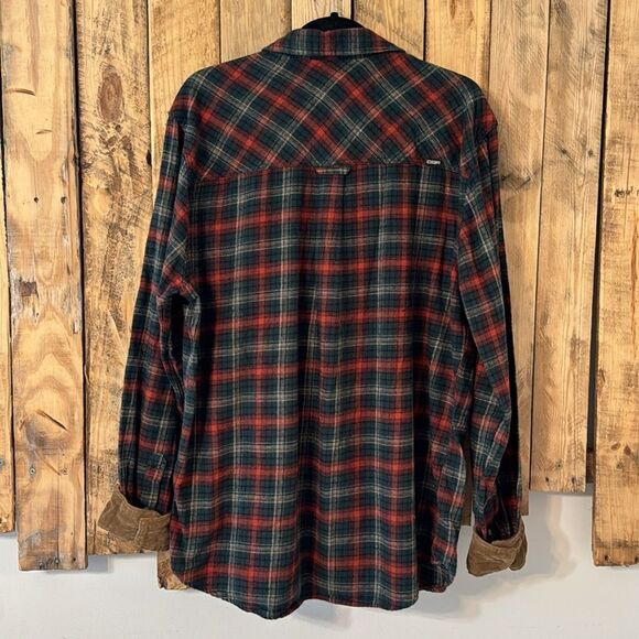 CQR‎ Flannel Button Up Shirt Dark Red / Orange Green Plaid Mens Size XL - Picture 2 of 13